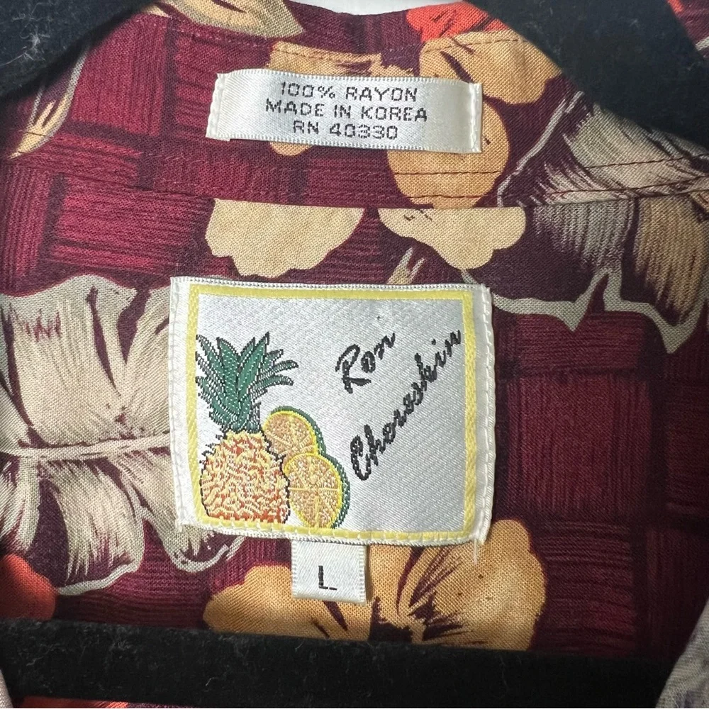 Ron Chereskin – Men’s‎ Hawaiian Aloha Floral Shirt Burgundy Rayon – Sz. L